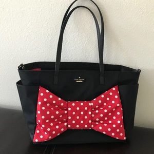 NEW KATE SPADE DISNEY MINNIE MOUSE BOW BETHENY BLACK NYLON BABY BAG HANDBAG